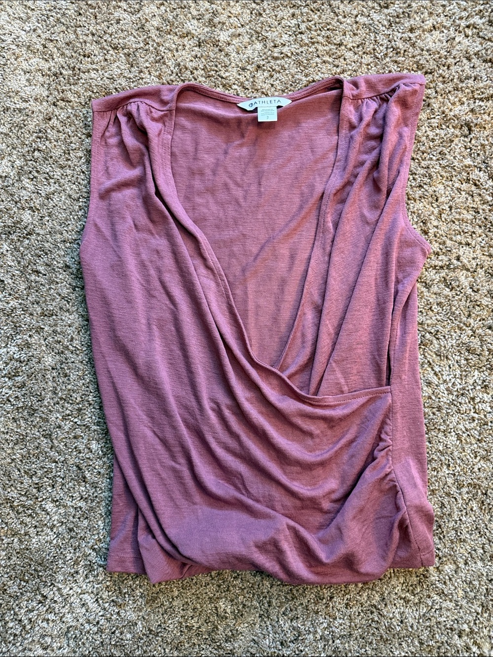 Linen Athleta Dusty Rose Draped Wrap-Front Sleeveless Top Small